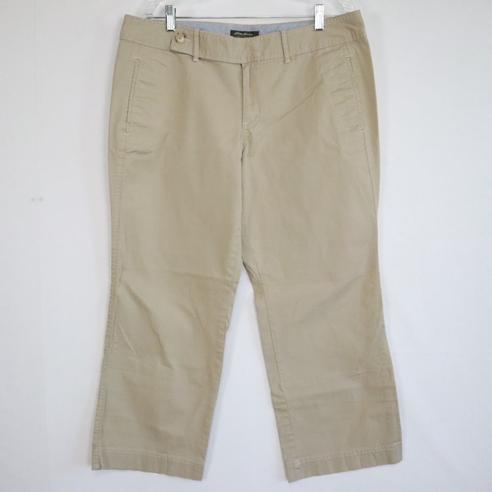 Eddie Bauer Pants Womens 16P Petite Vashon Fit Chino Casual Stretch Tan Khaki